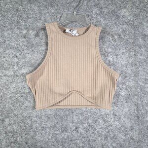 Princess Polly Women's Tank Top Crop Top Rib Knit Tan Size 6